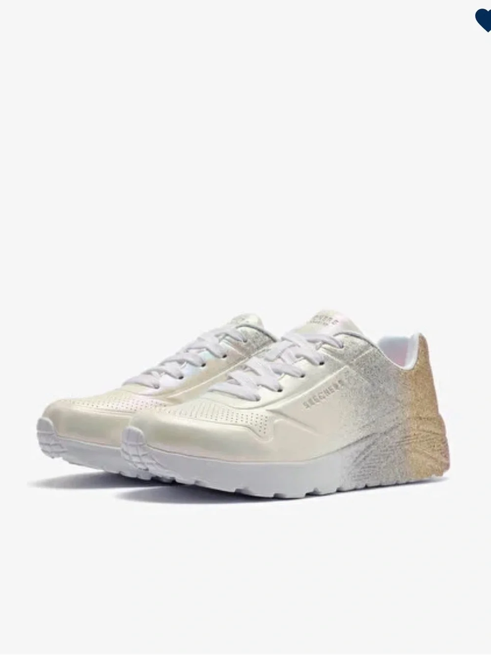 Skechers Kids Iridescent Glitter White Lace-Up Sneakers
